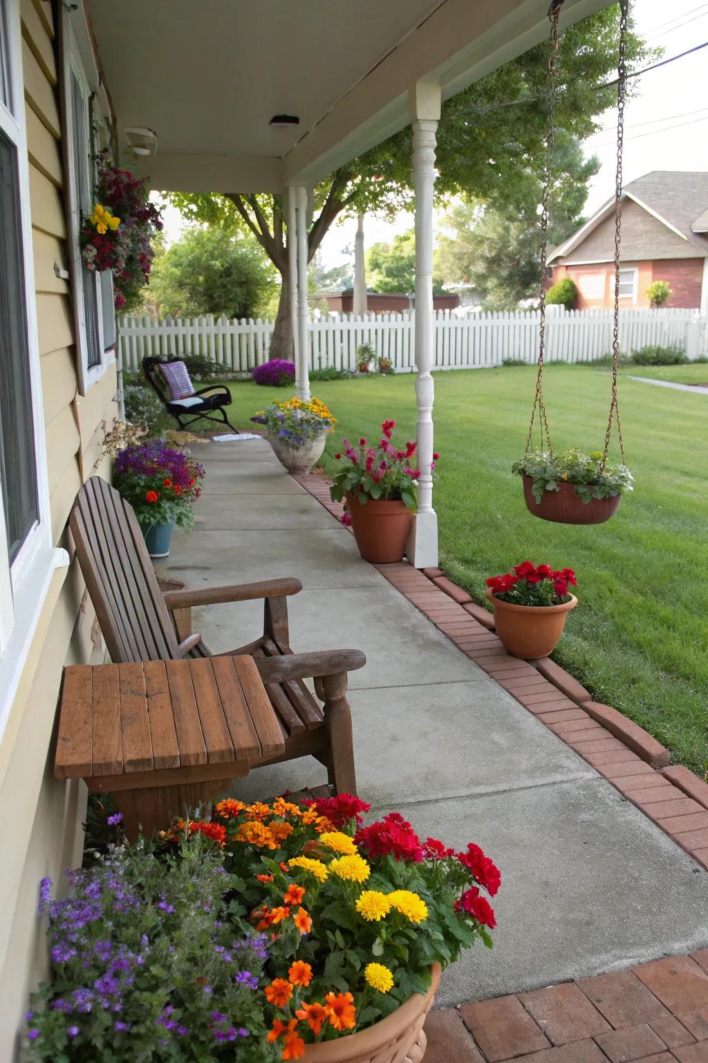 Potted plants bring color and freshness to your porch.