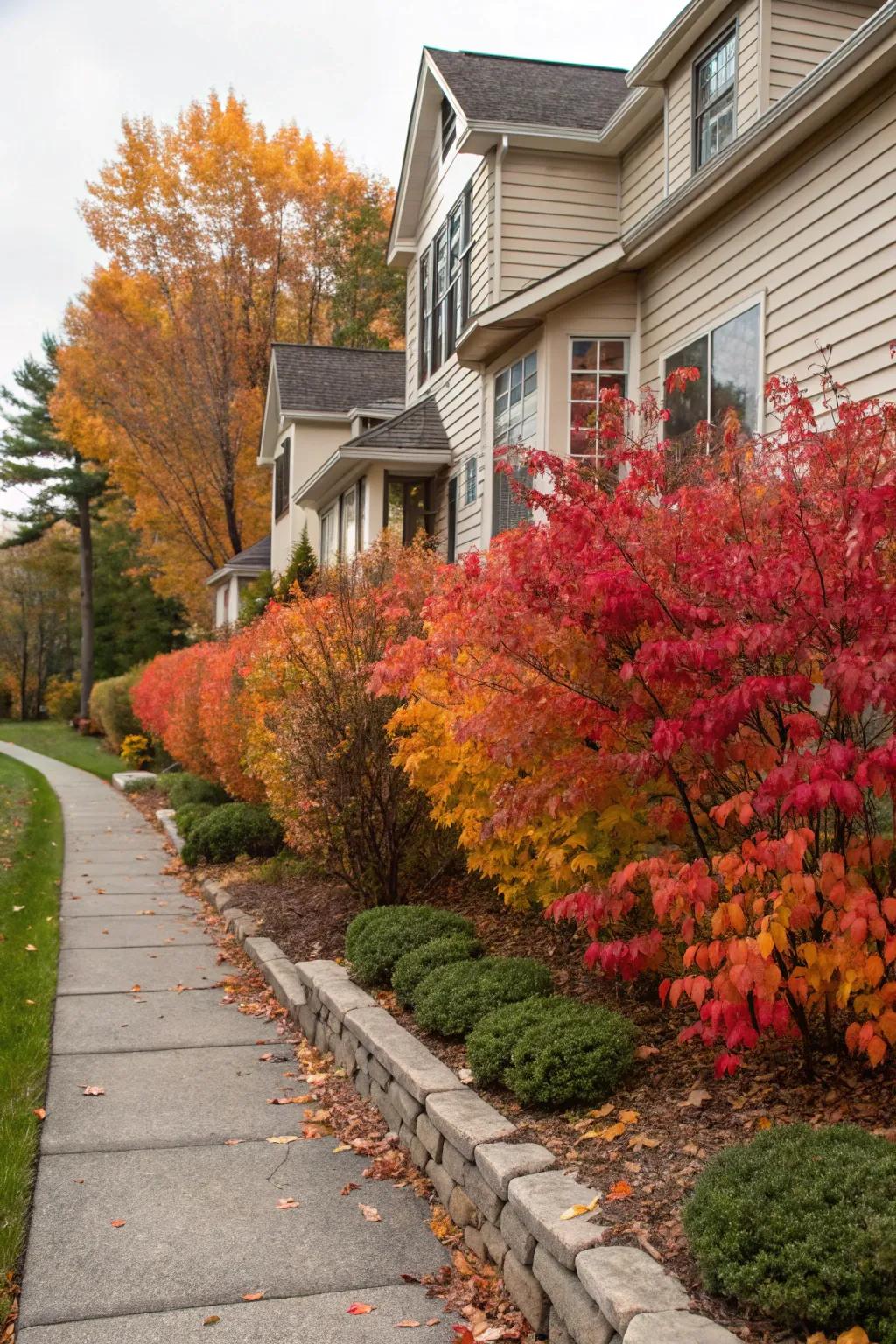 Burning bushes bring color and dimension to home exteriors.