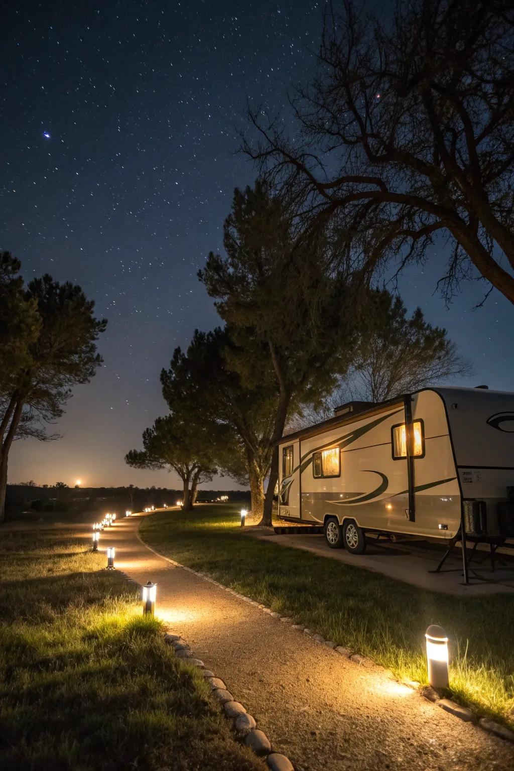 Pathway lights maintain safety and add charm to your campsite.
