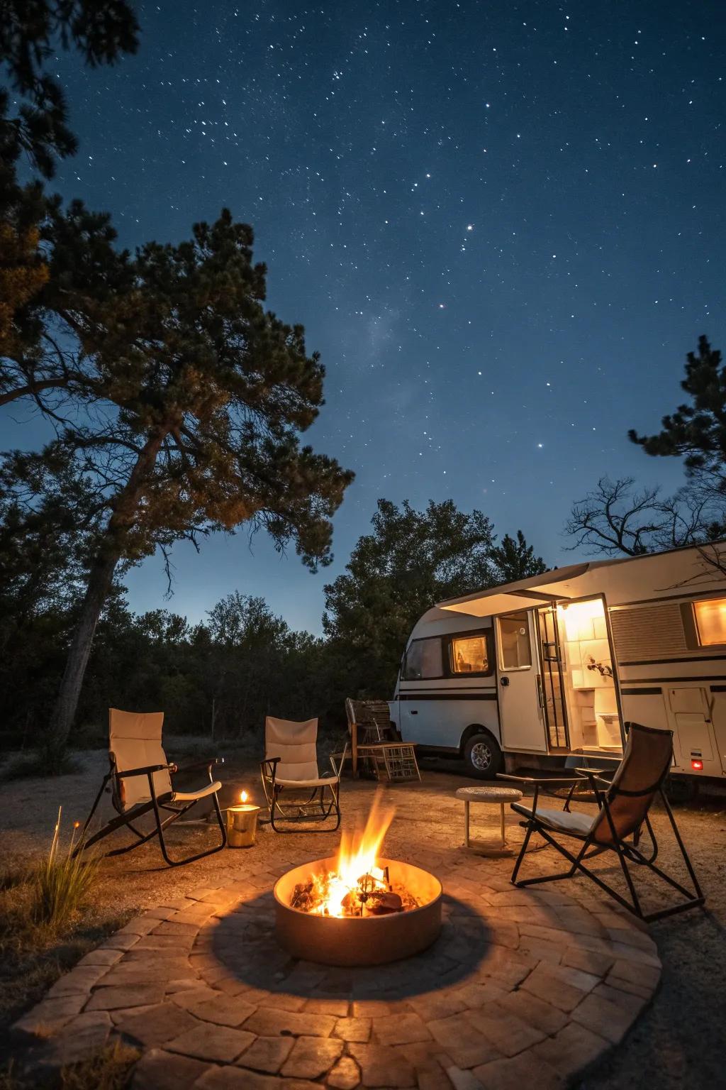 Gather around a portable fire pit for cozy evenings outdoors.