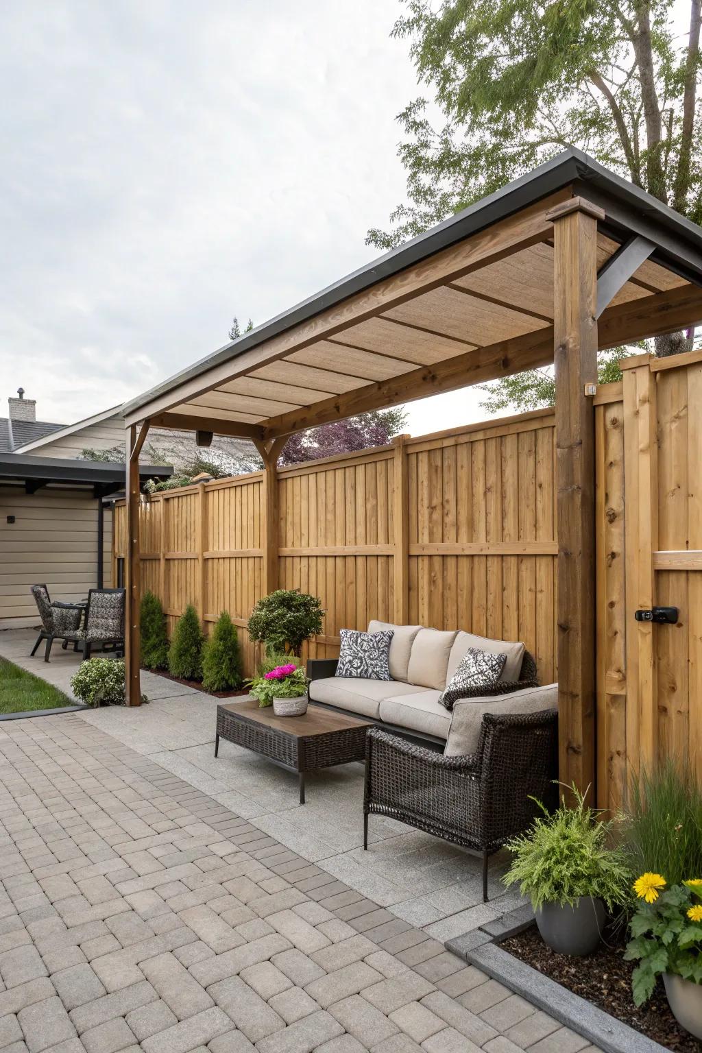 A privacy fence ensures complete seclusion for your carport.