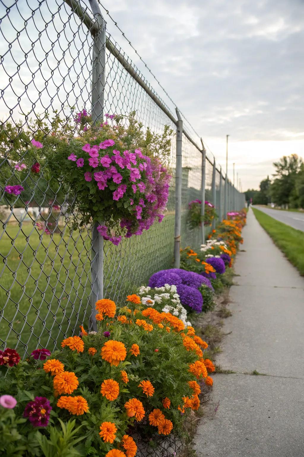 Colorful flowers bring cheer and charm to your fence.