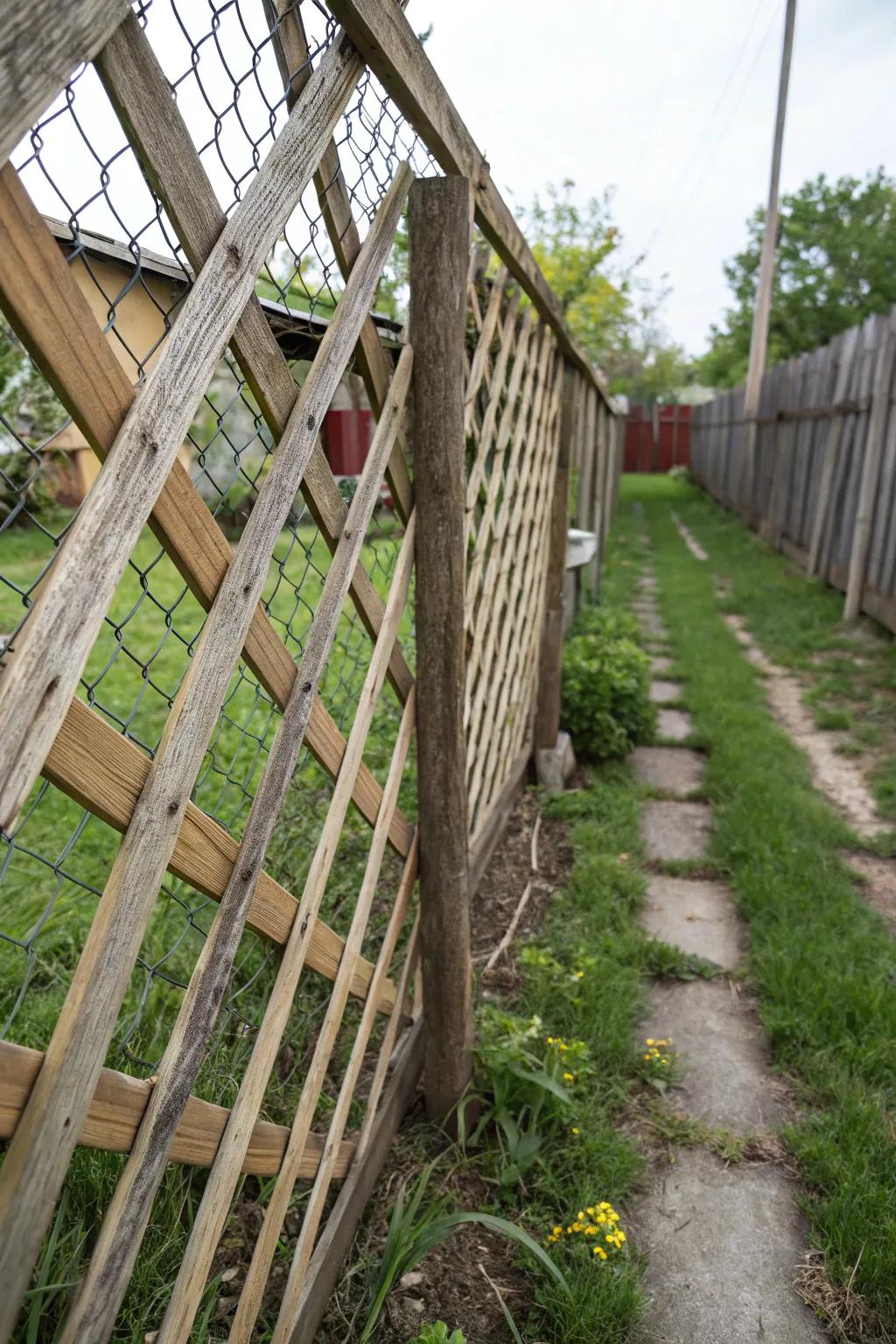 Wooden slats bring warmth and a rustic charm to your fence.