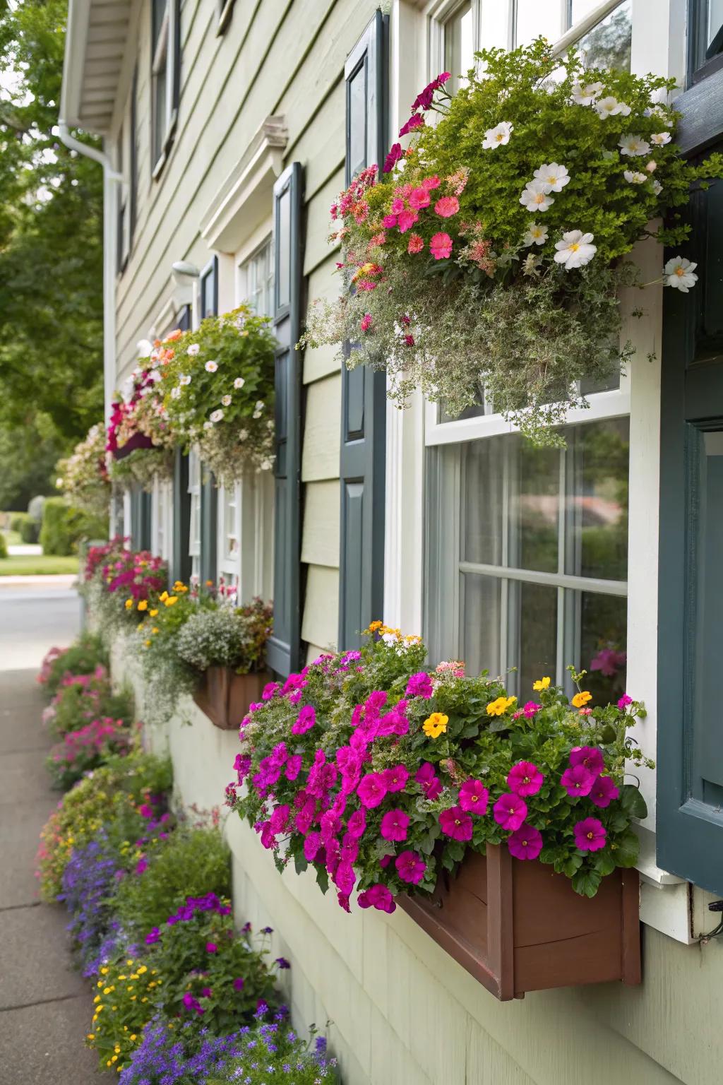 Window boxes provide a delightful pop of color to your home.