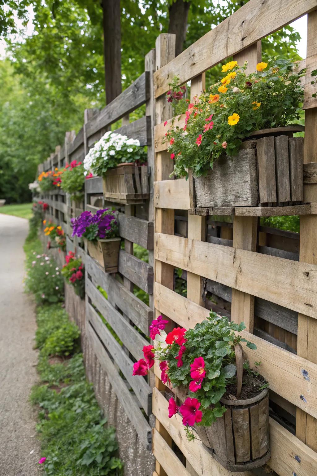 Upcycled pallets add rustic charm and functionality to your fence.