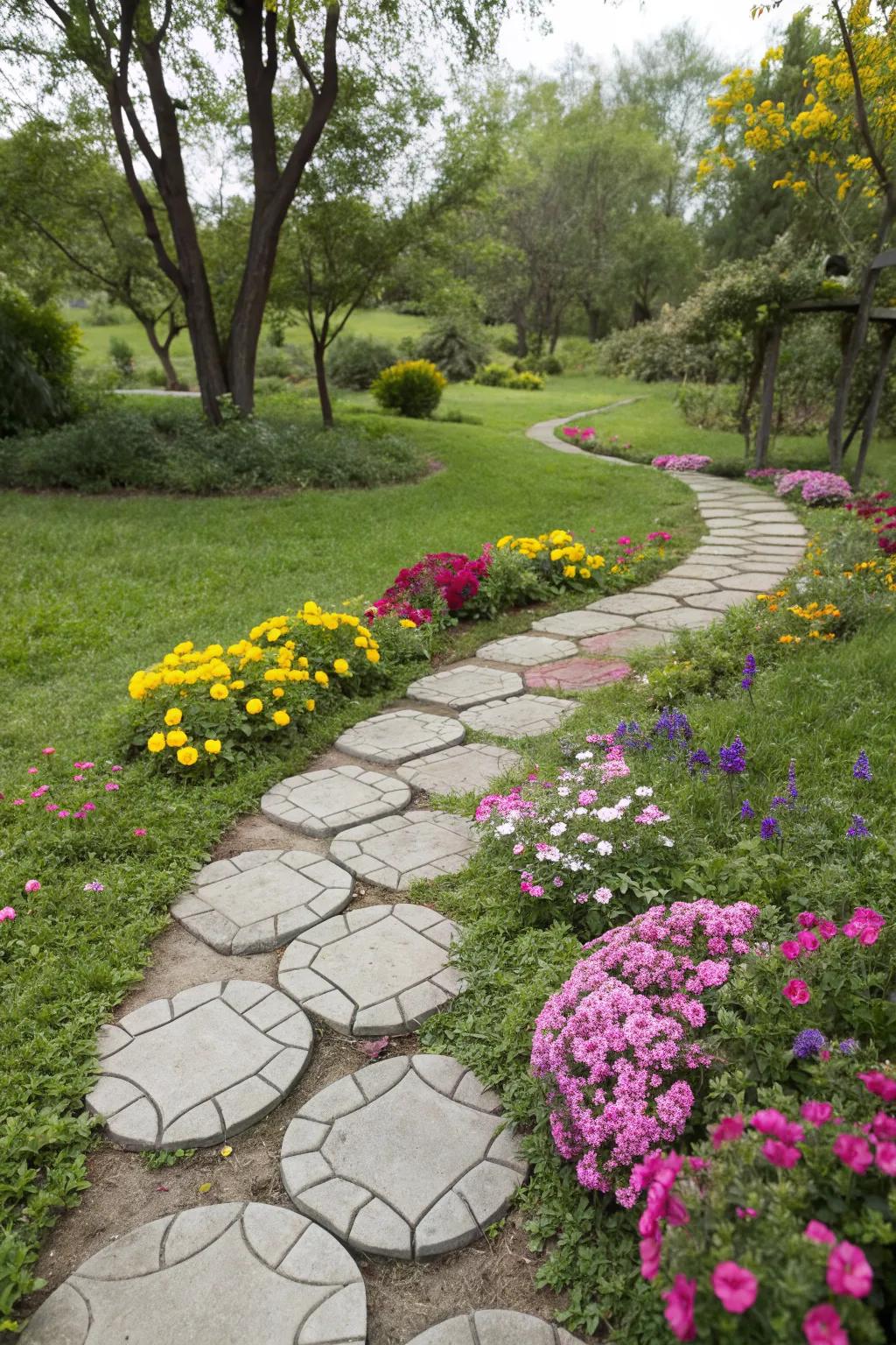 Create your own unique pavers with DIY concrete molds.