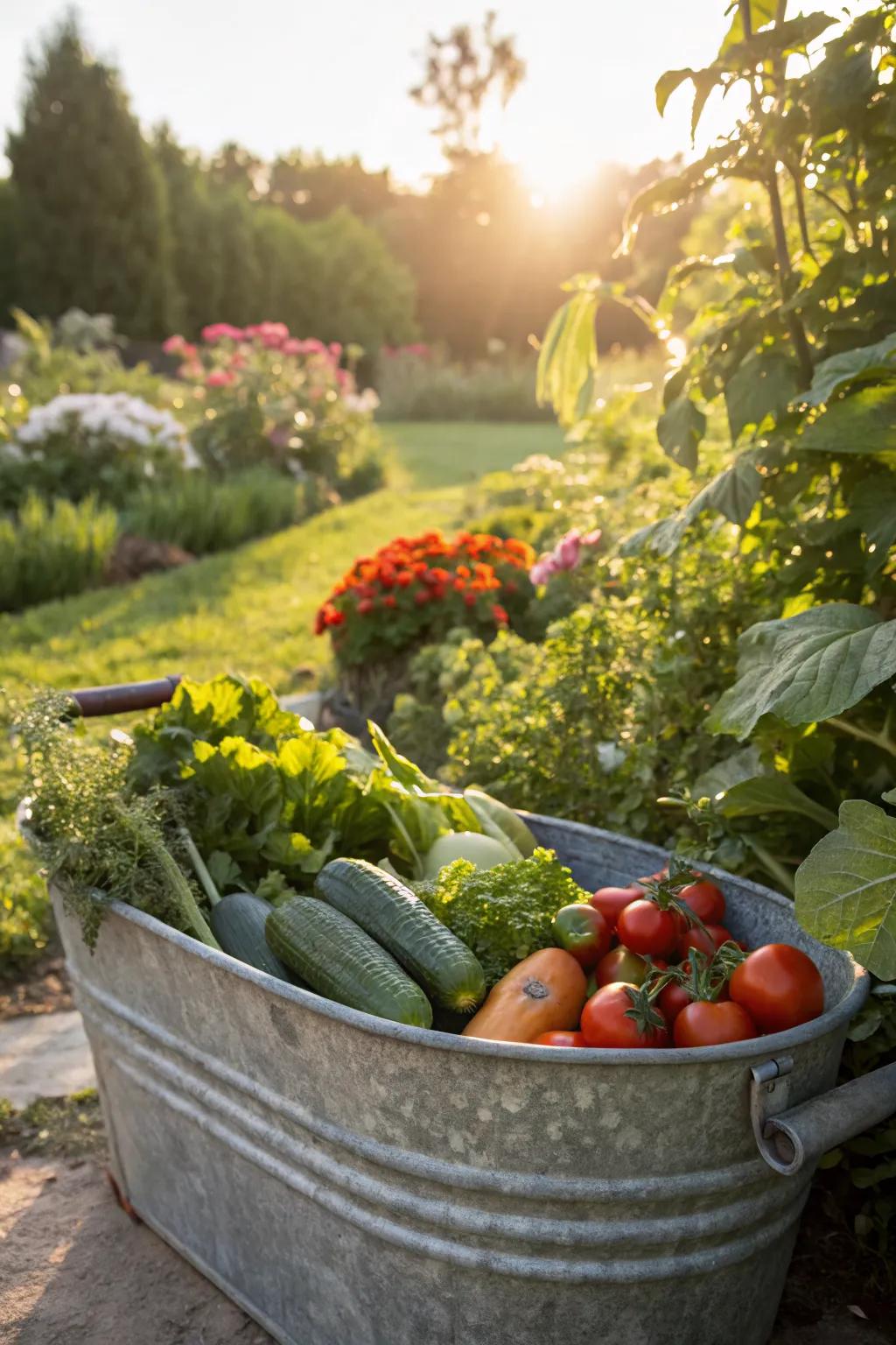 Galvanized tubs are both durable and chic for raised garden beds.