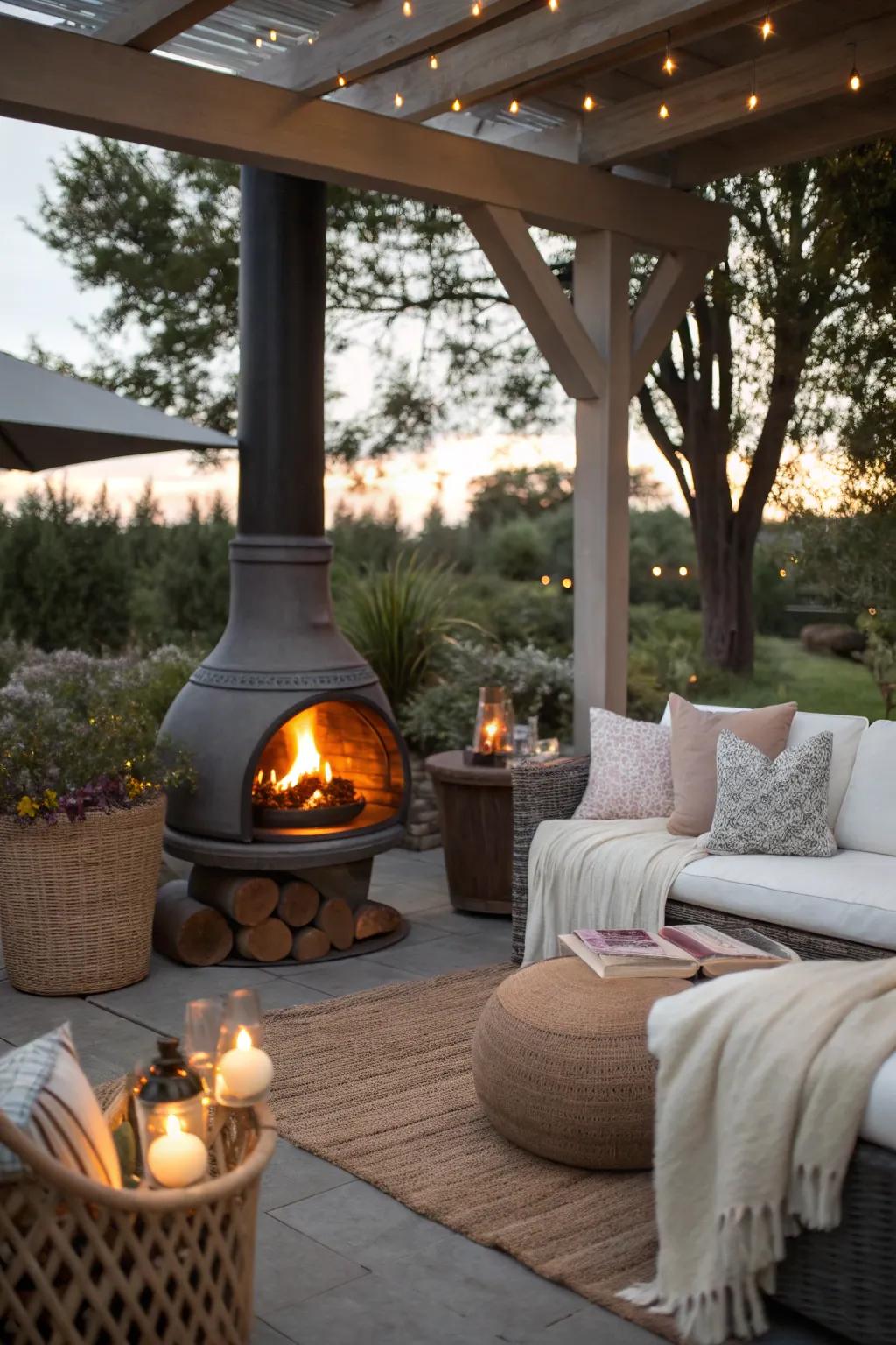 Design a cozy seating area for perfect outdoor relaxation.