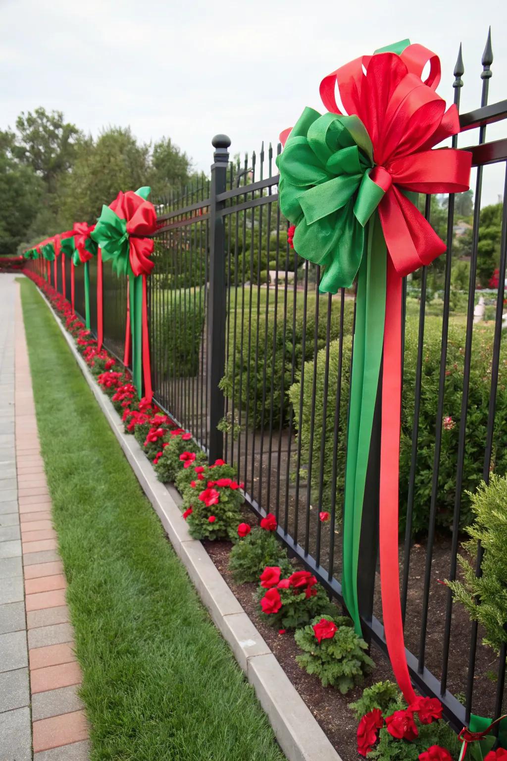 Wrap your fence with festive ribbons and bows.
