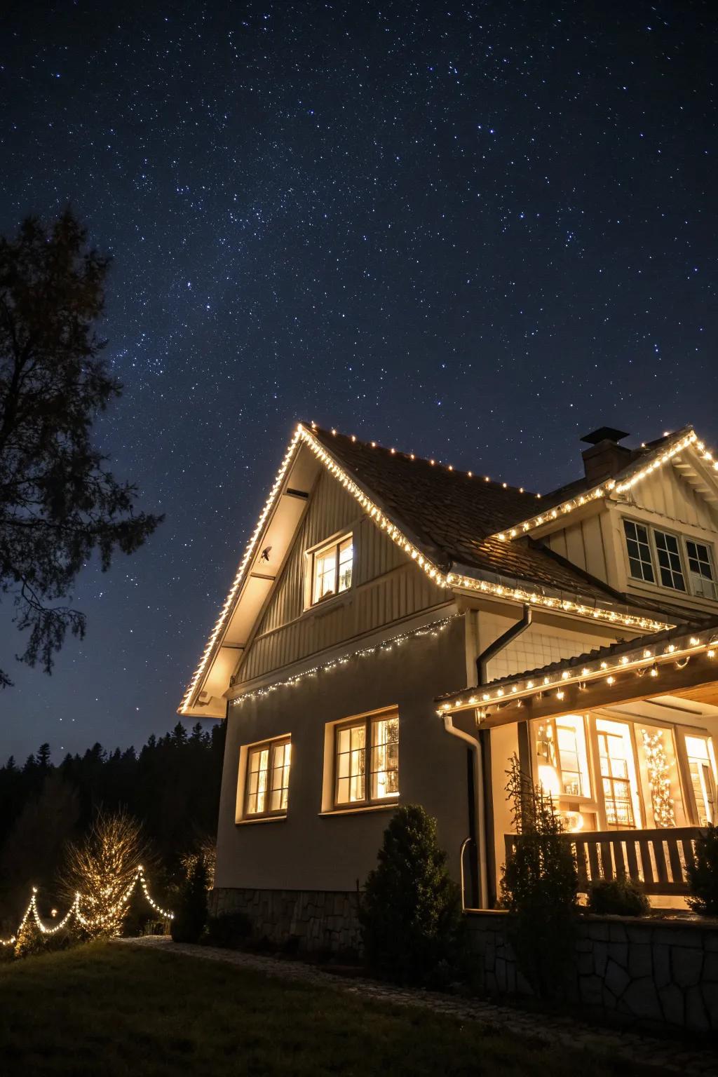 A house with elegantly outlined roof lights.