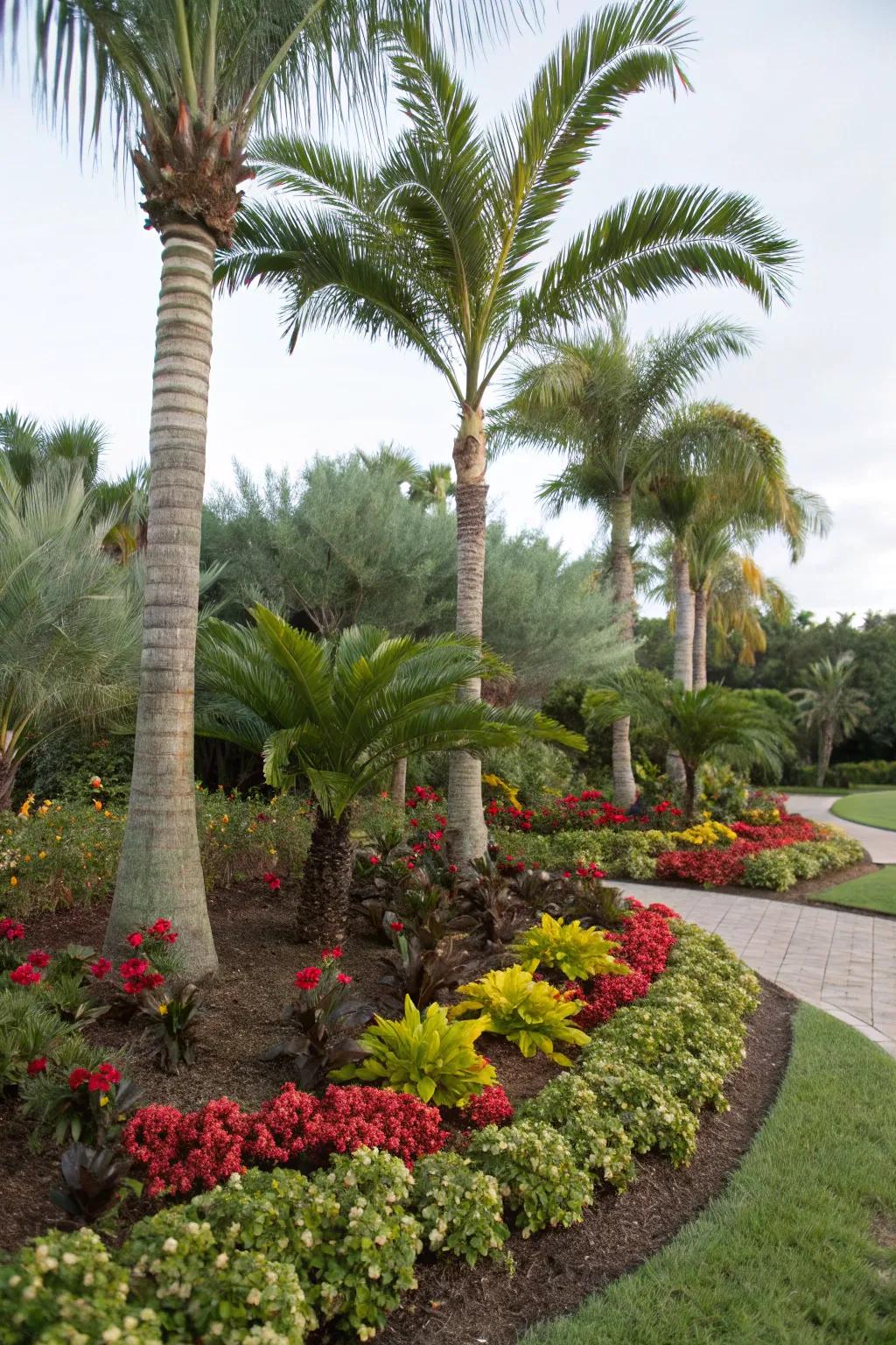 Enhance your garden beds with the elegance of Christmas palms.