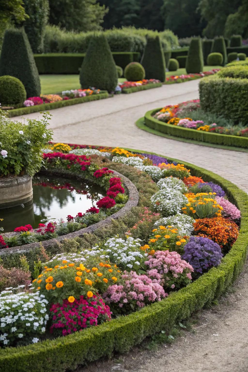 A symmetrical circular garden bed for a balanced look.