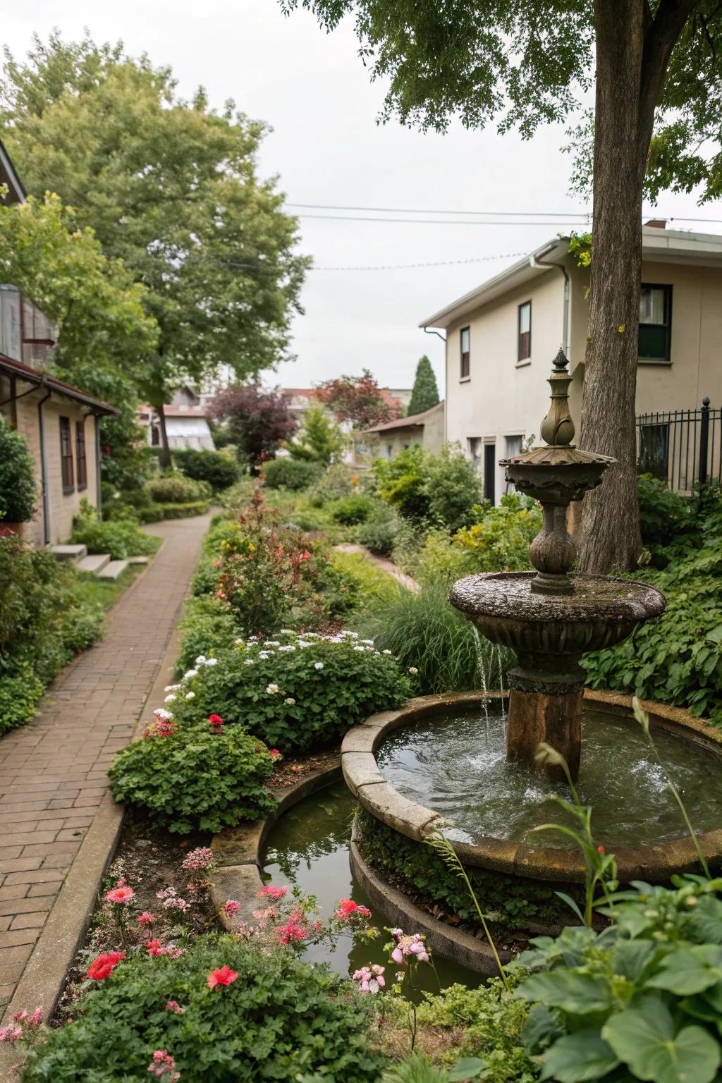 Add tranquility with a soothing water feature.