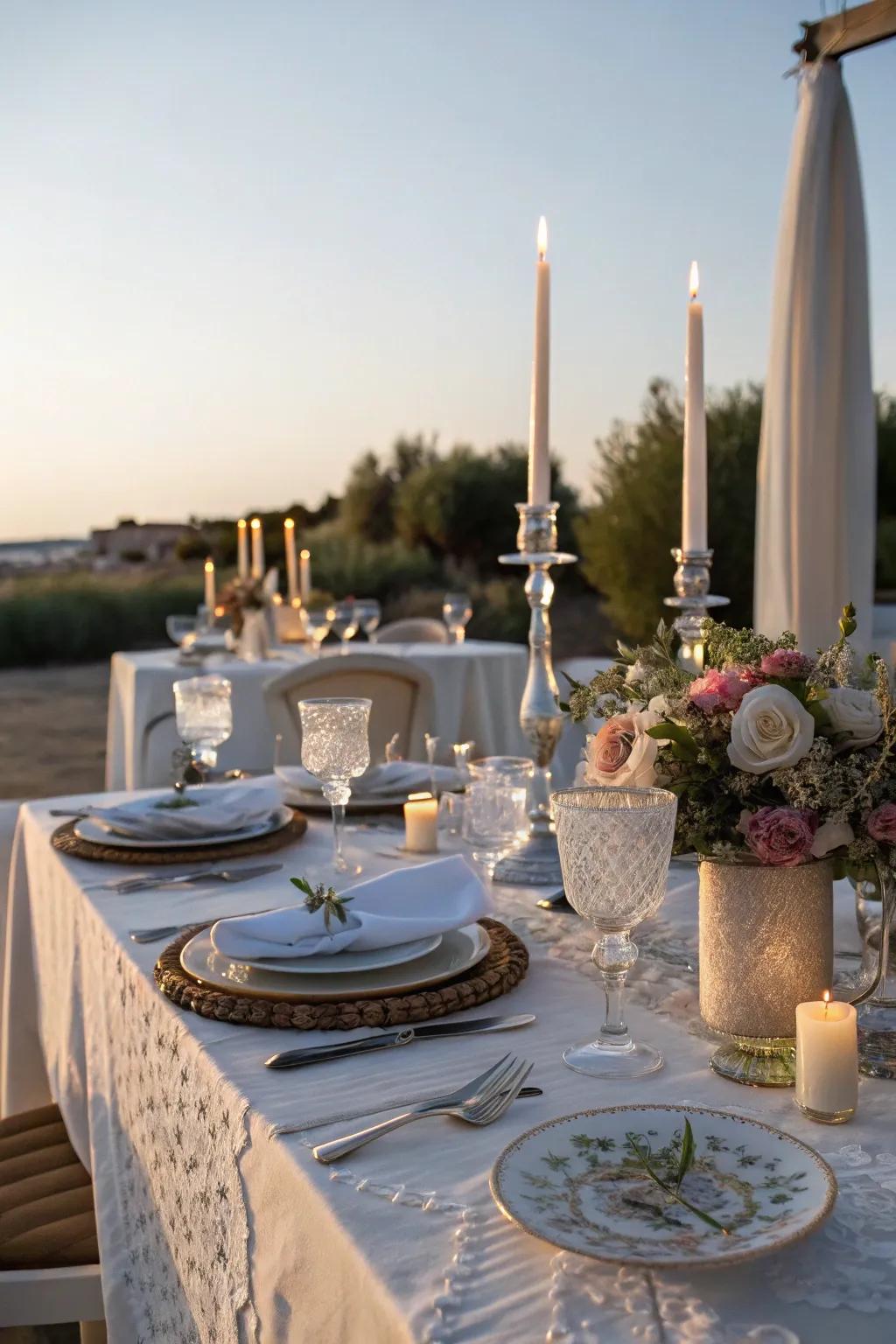Create intimacy with a beautifully candlelit dining table.