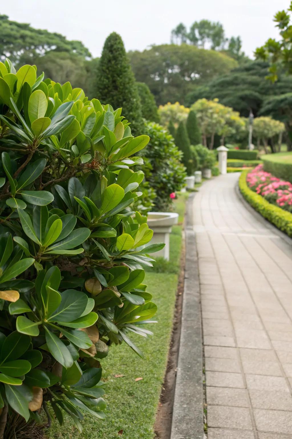 Clusia plants make walkways feel like a journey through nature.