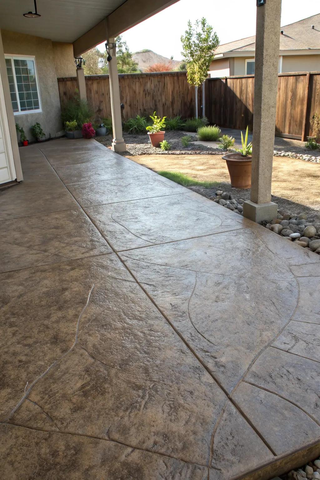 A beautifully textured patio surface.