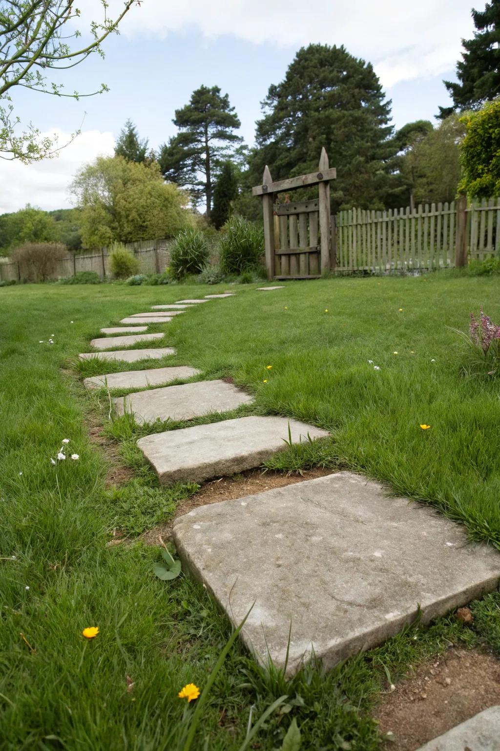 Create a serene atmosphere with stepping stone pathways.