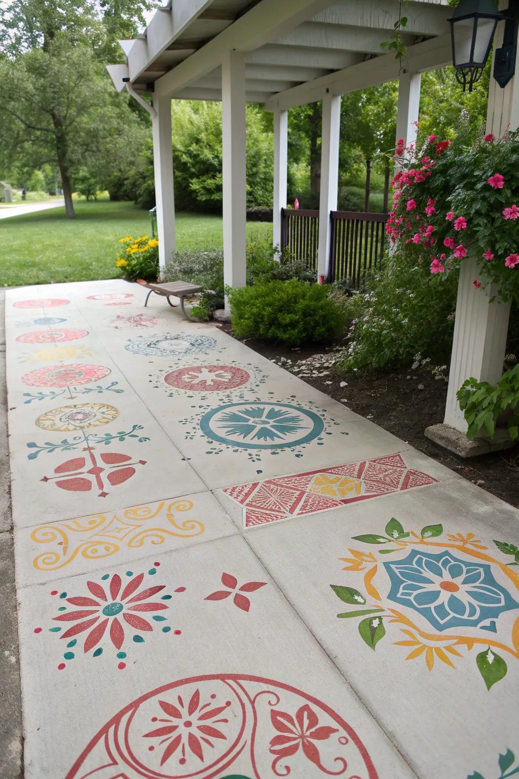 Transform your patio with creative painted patterns.