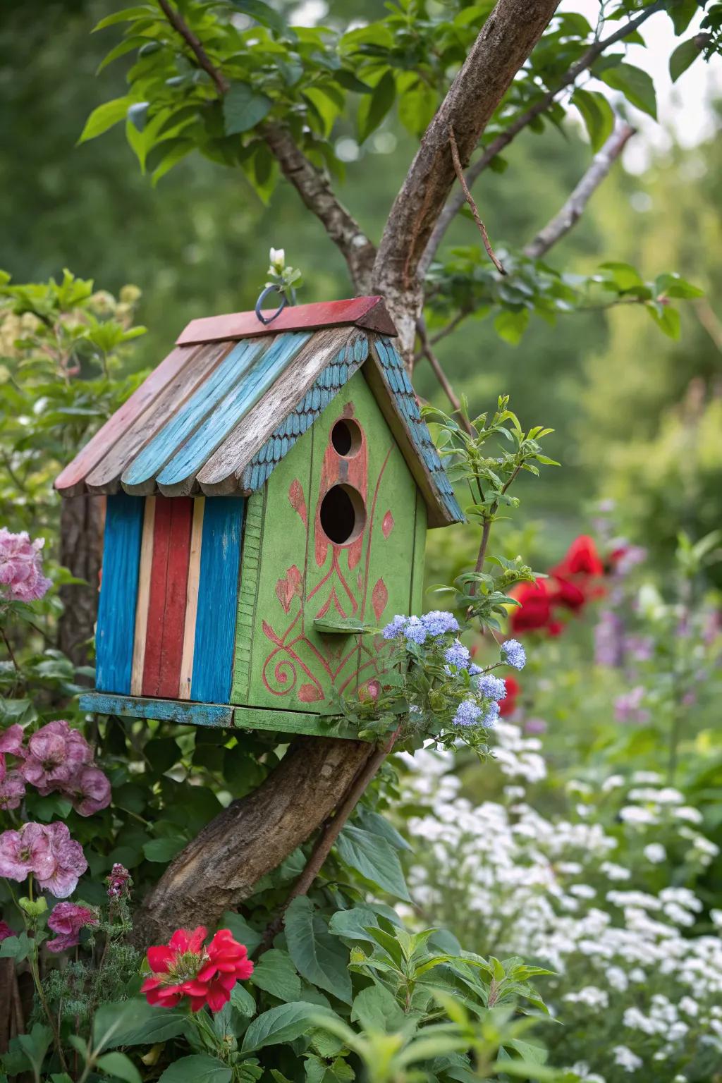 Vibrant vision: Birdhouse in bold colors