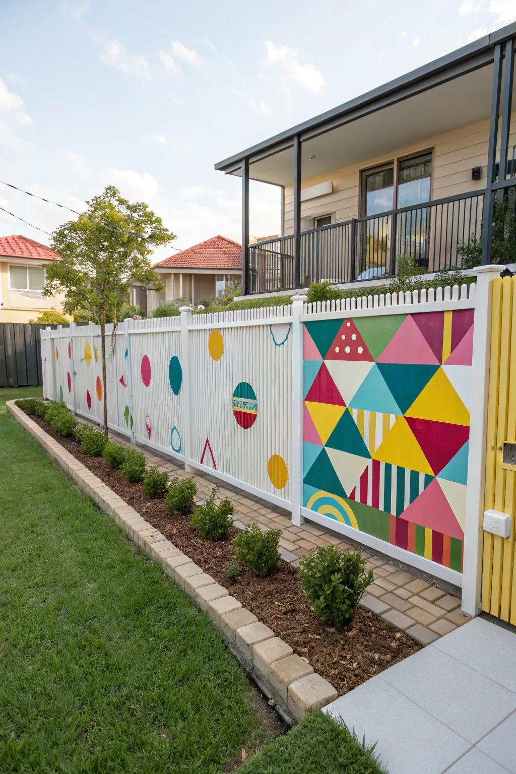 Add a modern twist to your fence with geometric patterns.