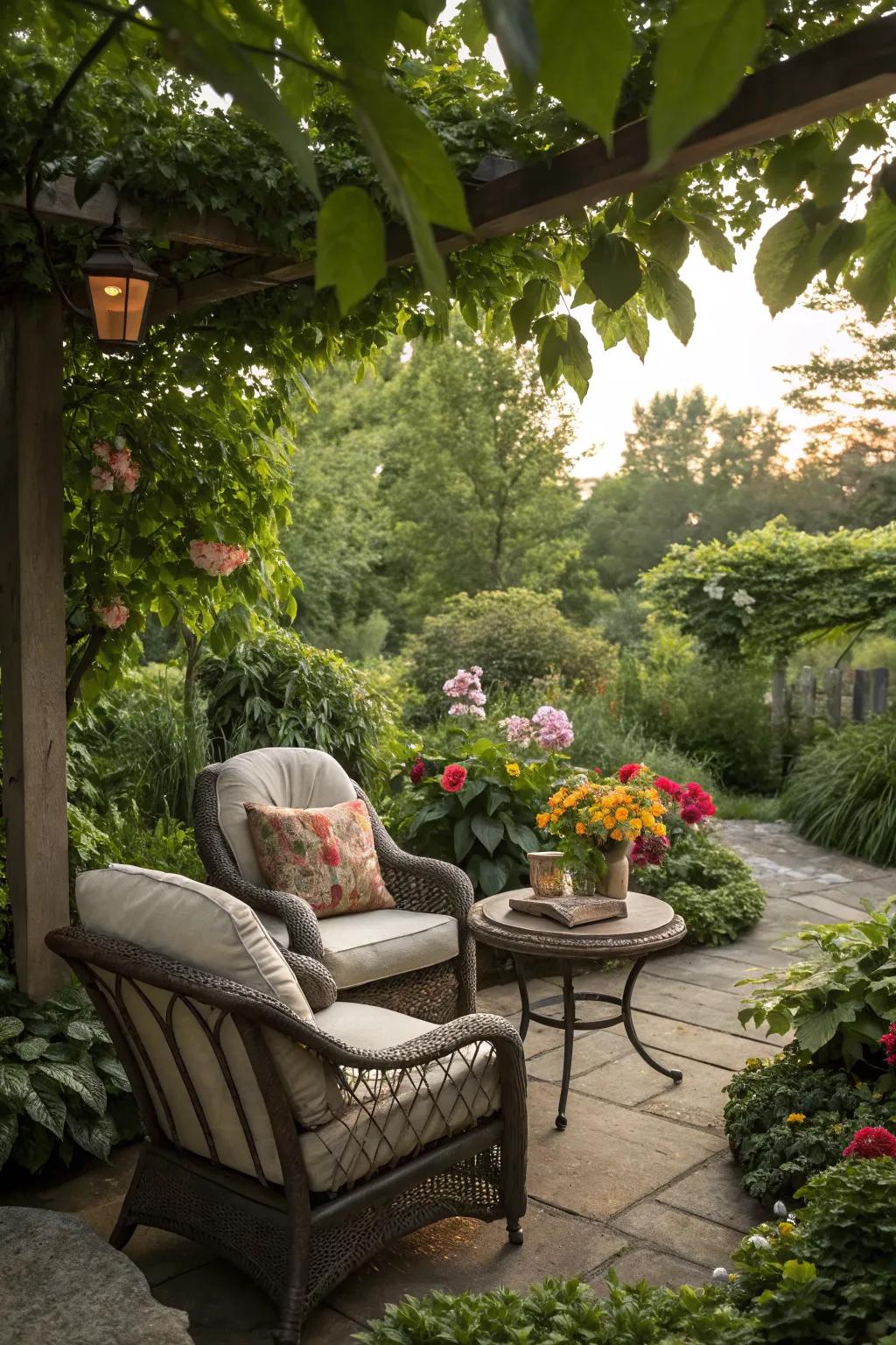 Create a secluded seating area for a perfect garden getaway.