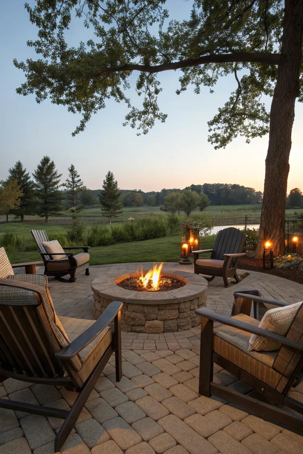A welcoming fire pit area with seating for relaxing evenings outdoors.