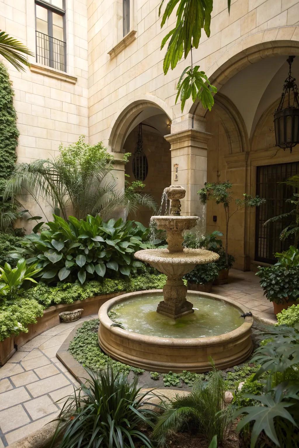 A water feature brings tranquility and charm to your courtyard.