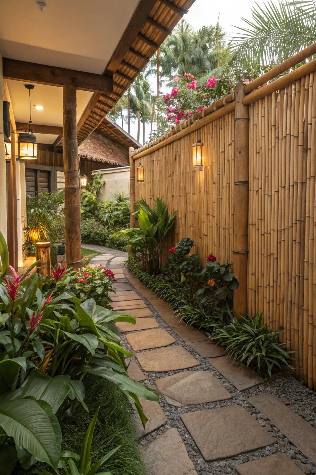 Bamboo fences offer a natural and warm aesthetic.