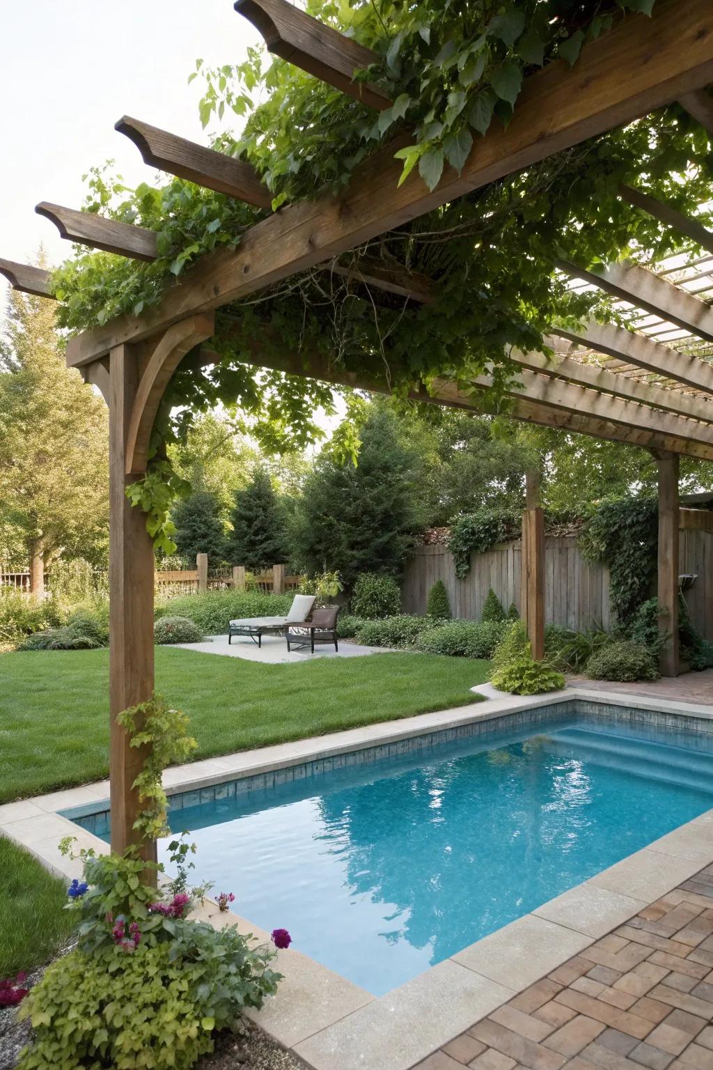 Pergolas offer a stylish way to add shade and character to your pool area.