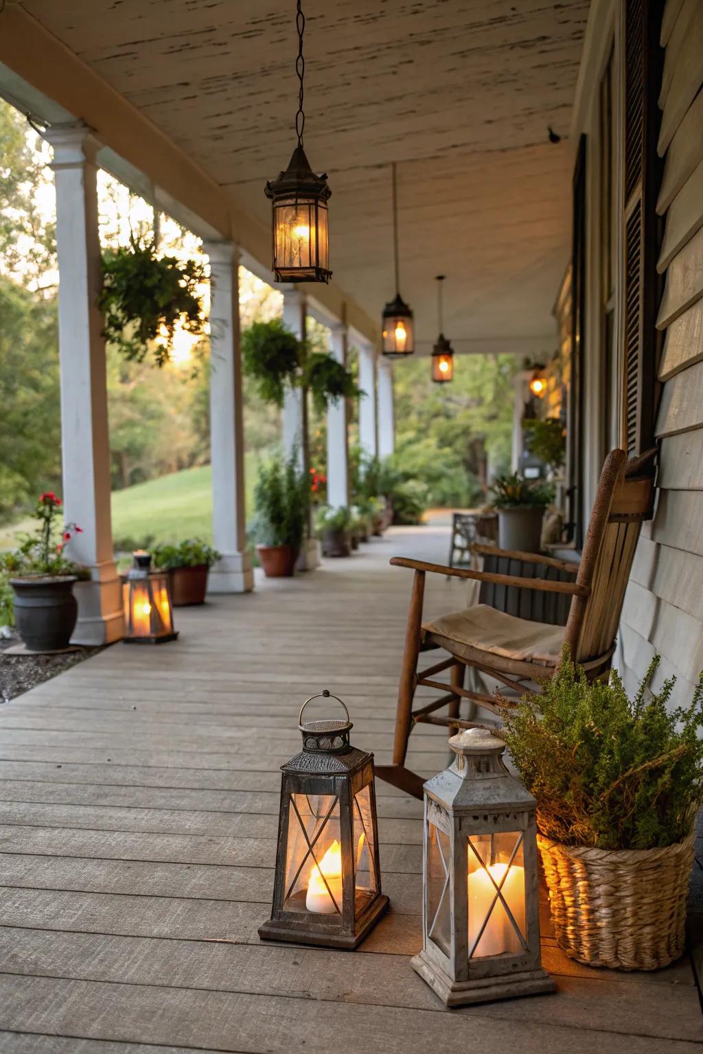 Lanterns add a timeless charm to your porch decor.