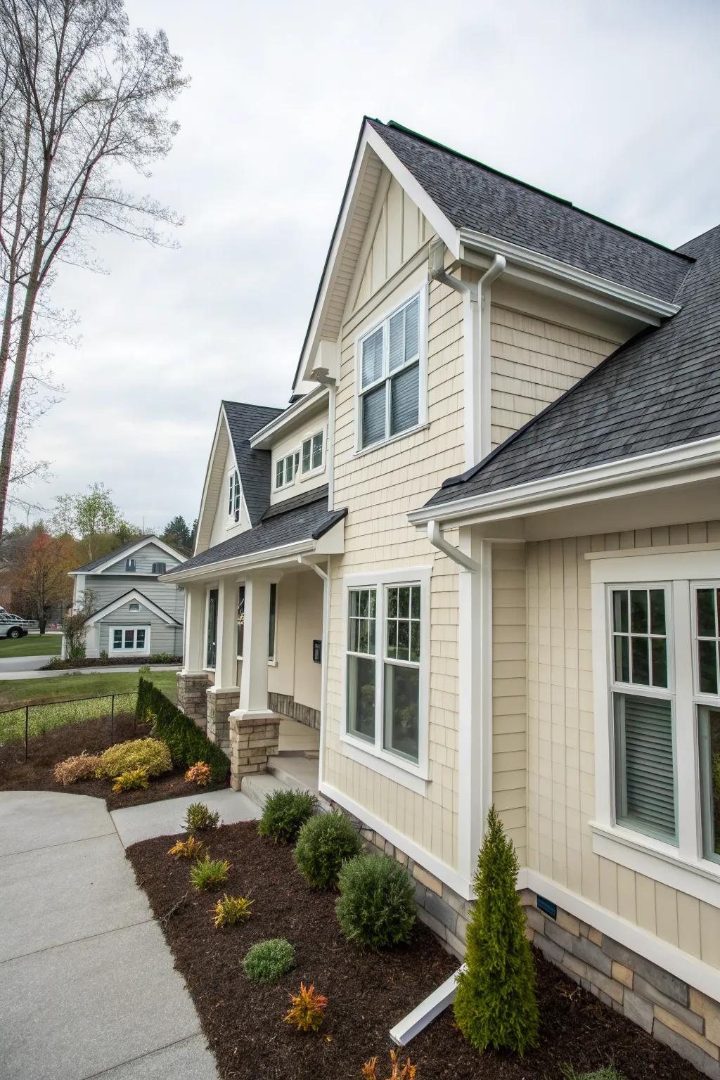 Subtle elegance: Gable pediments with complementary trim.