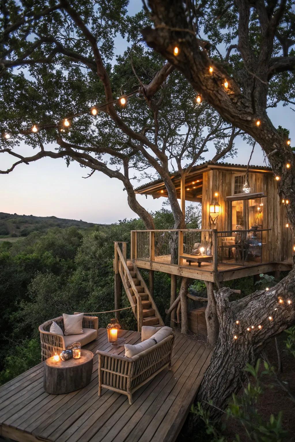 A treehouse retreat for adults seeking adventure.