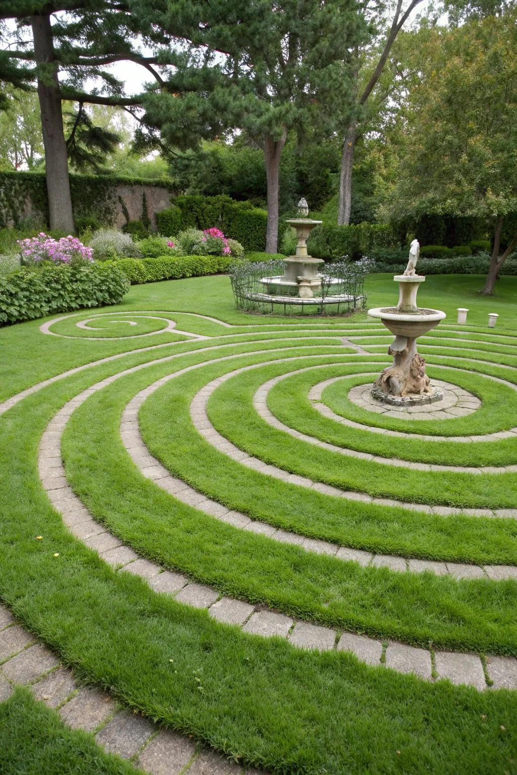 Concentric circles create a focal point in your lawn.
