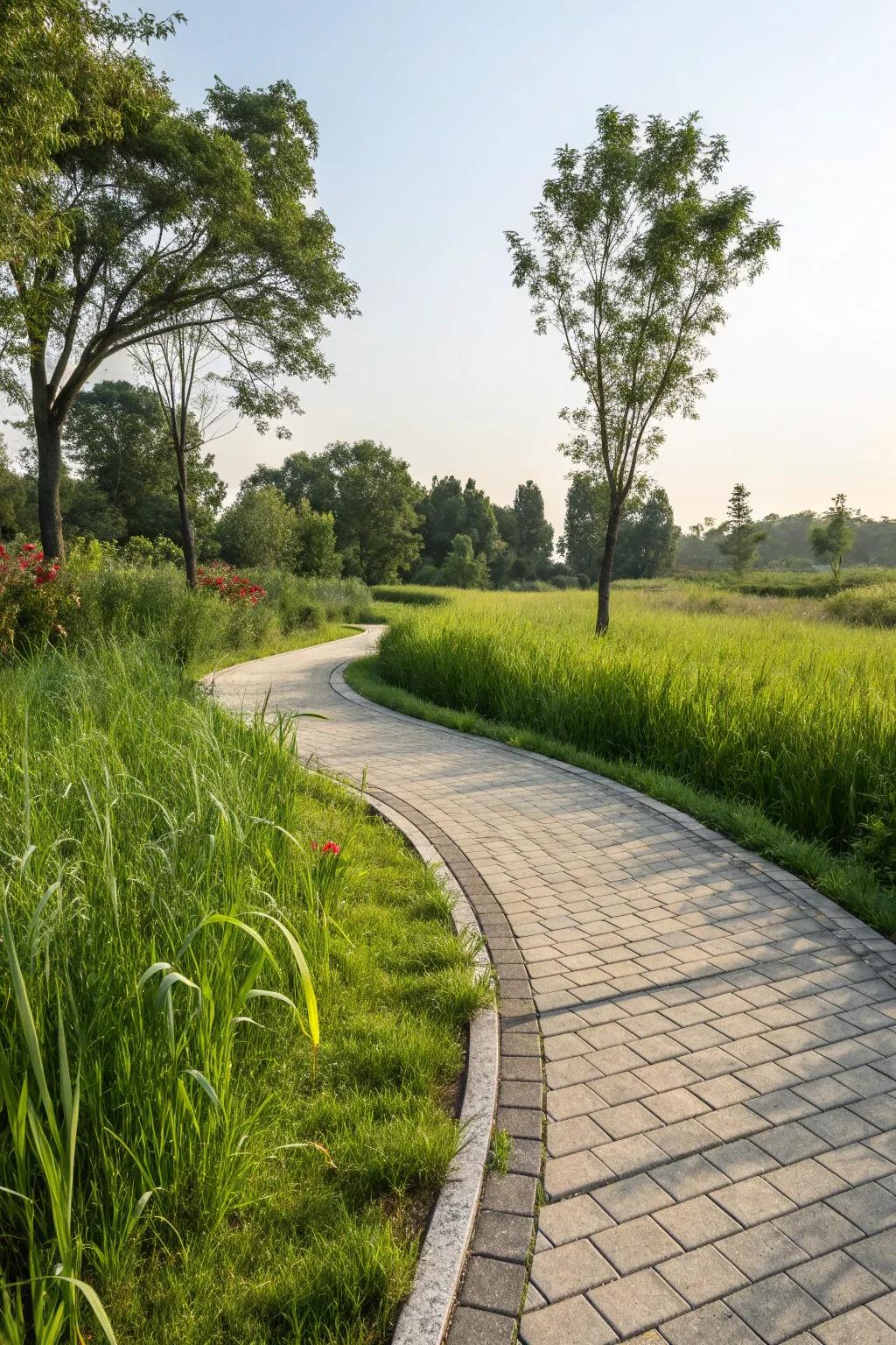 Sustainable beauty with a permeable pavement path.
