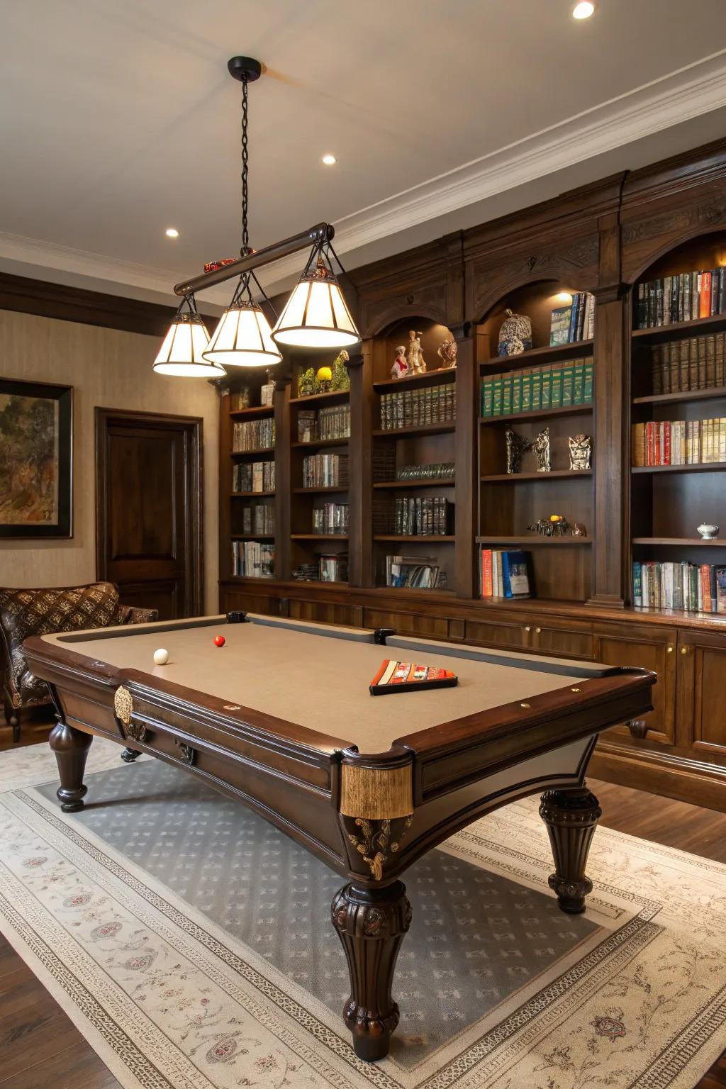 A leather-like cover adds elegance to any game room.