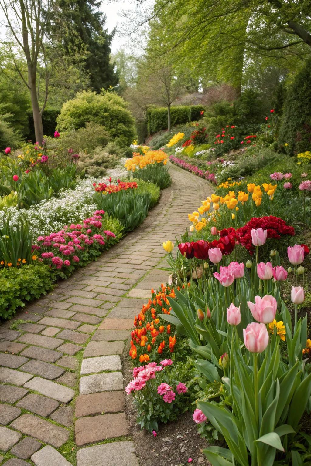 A seasonal bloom pathway ensuring year-round color.
