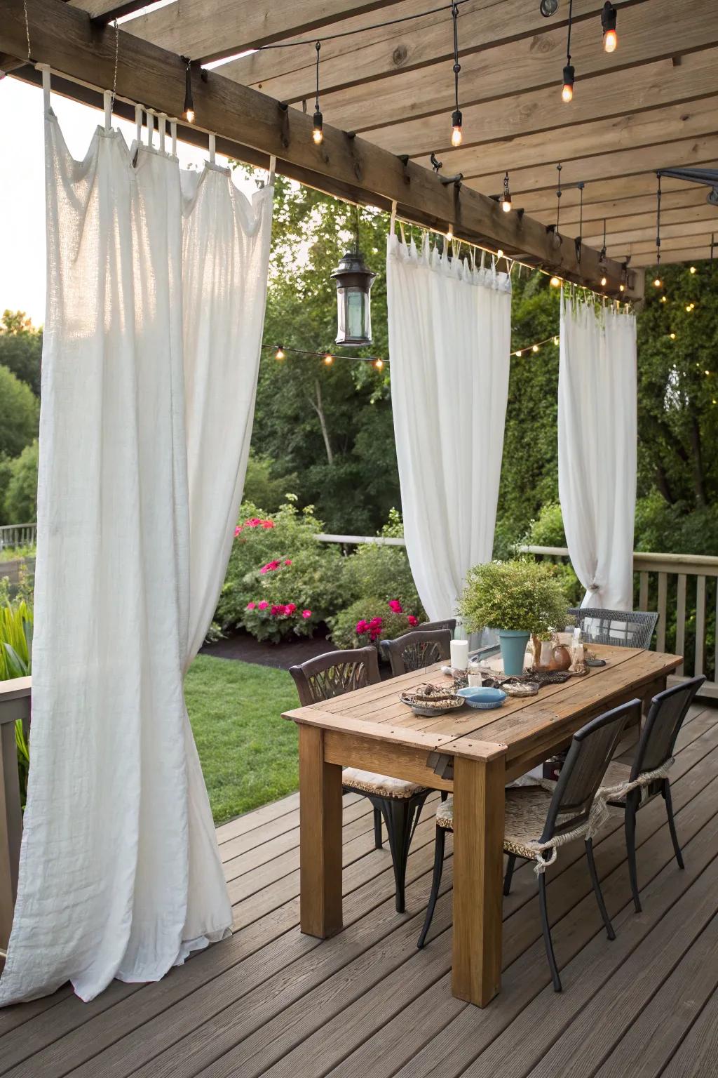 Customizable floating curtains for a personal touch.