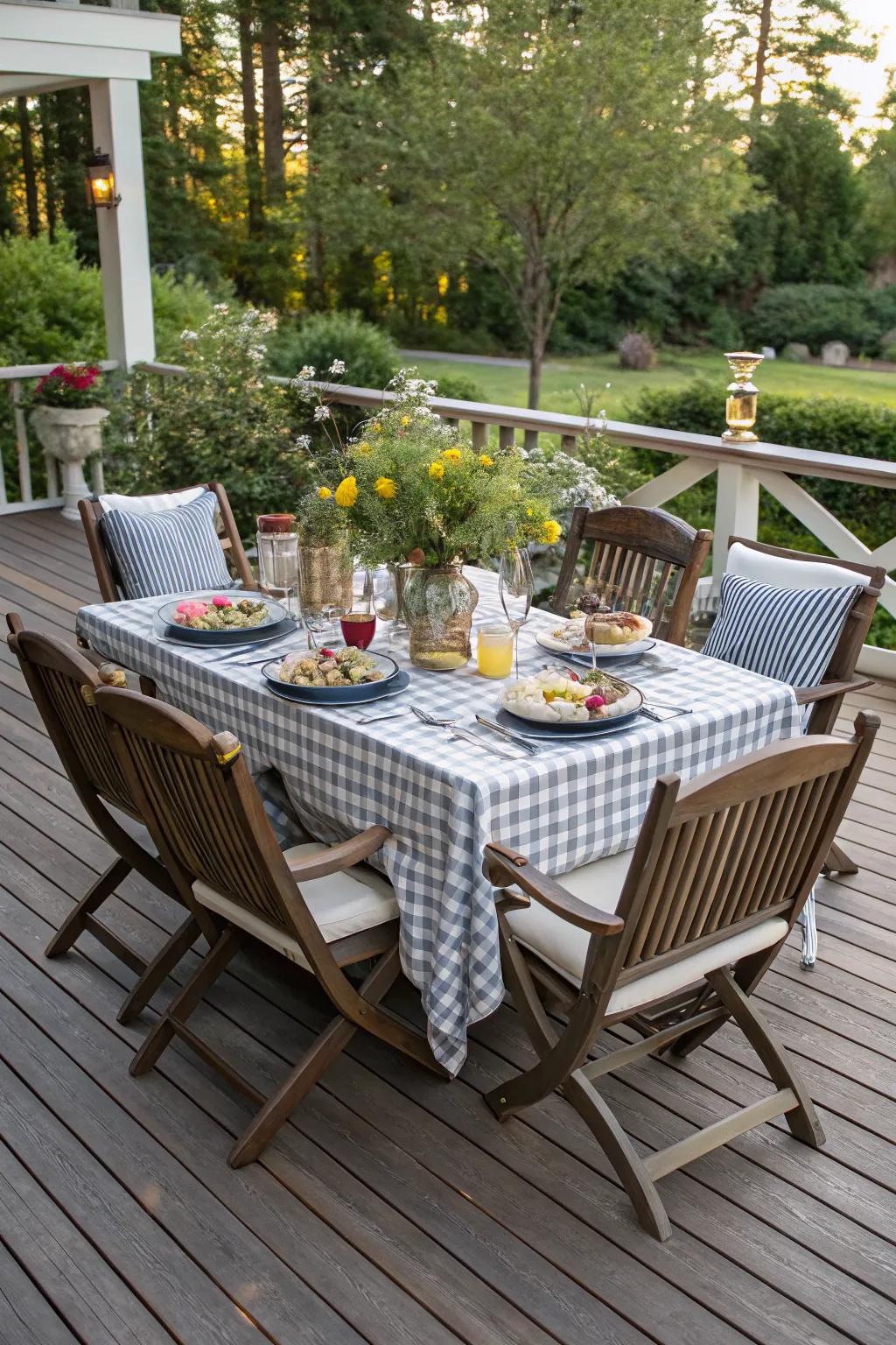 Create a cozy dining area for memorable outdoor meals.