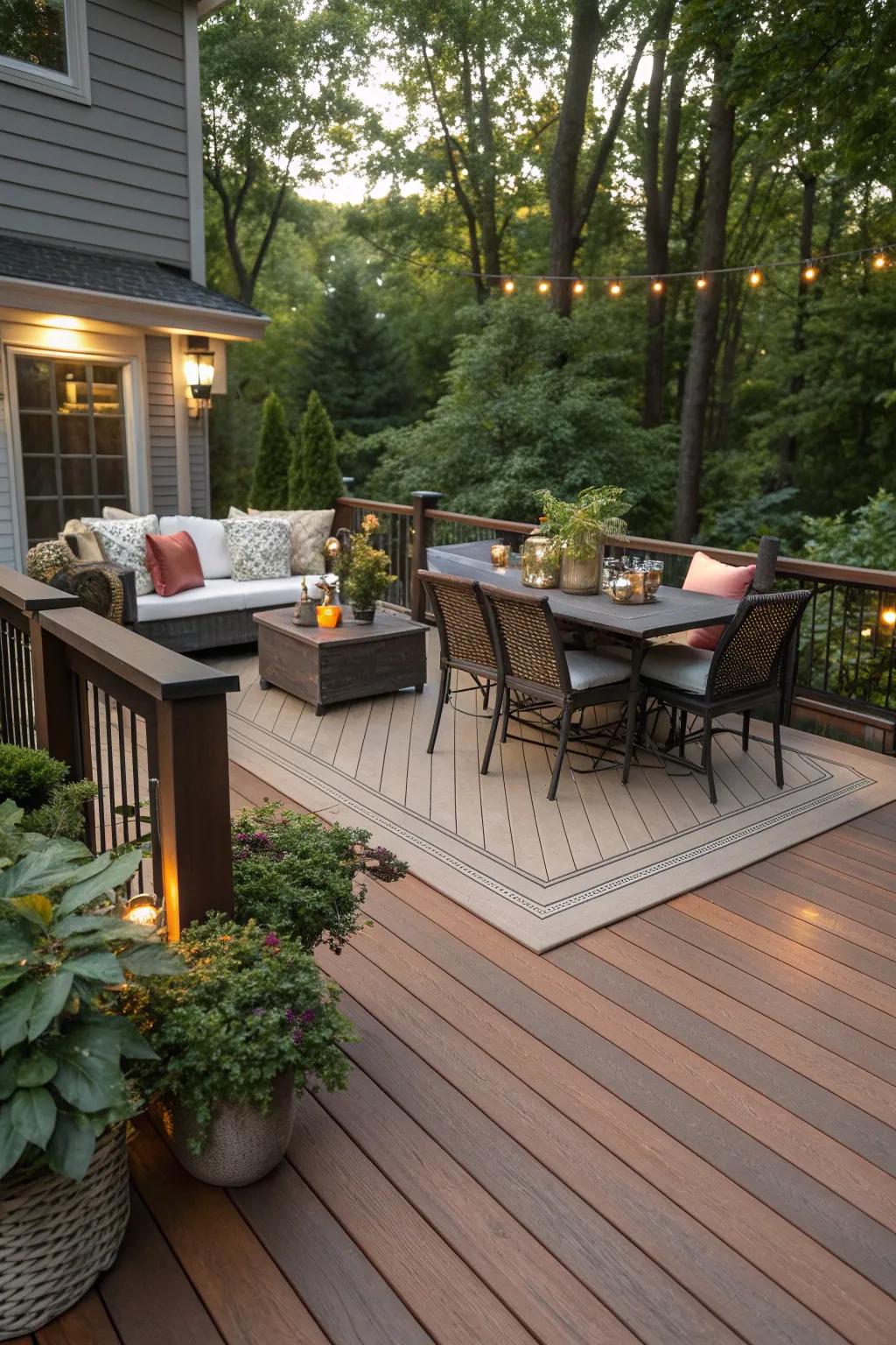 Wood-look tiles provide warmth without the hassle.