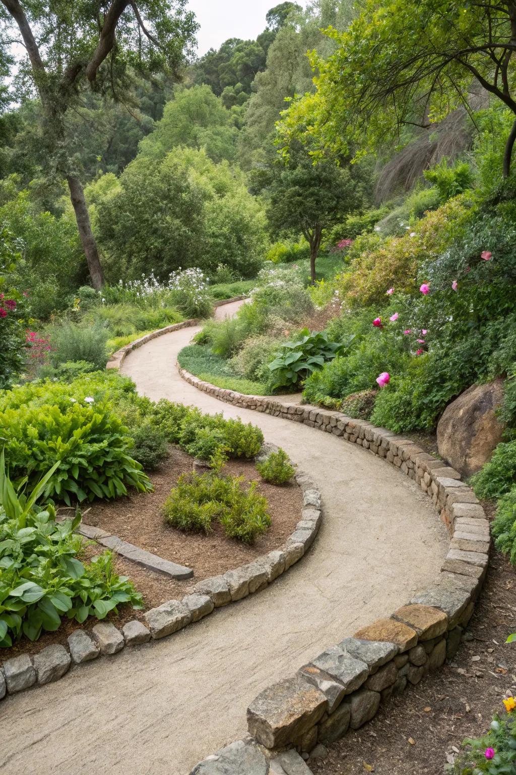 Decomposed granite pathways invite exploration and add structure.