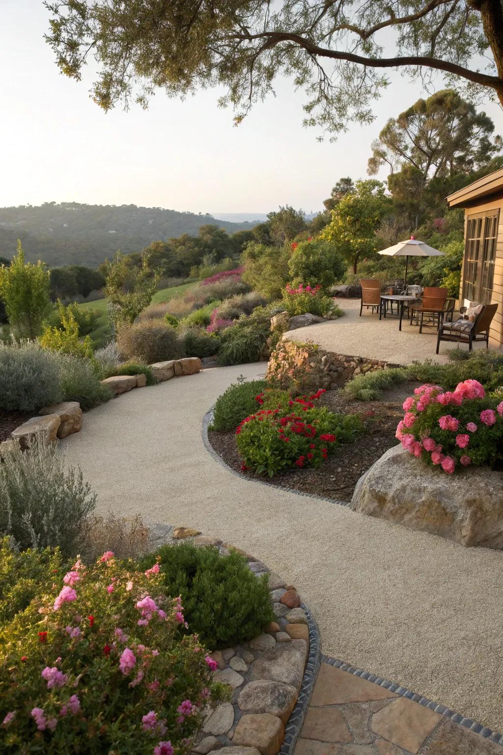 A harmonious blend of patio and nature.