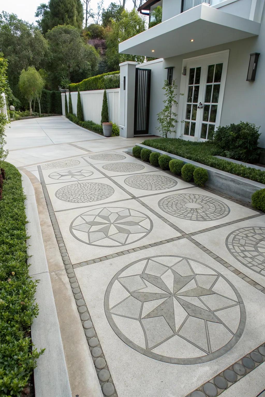 Geometric designs provide a unique visual interest to any driveway.