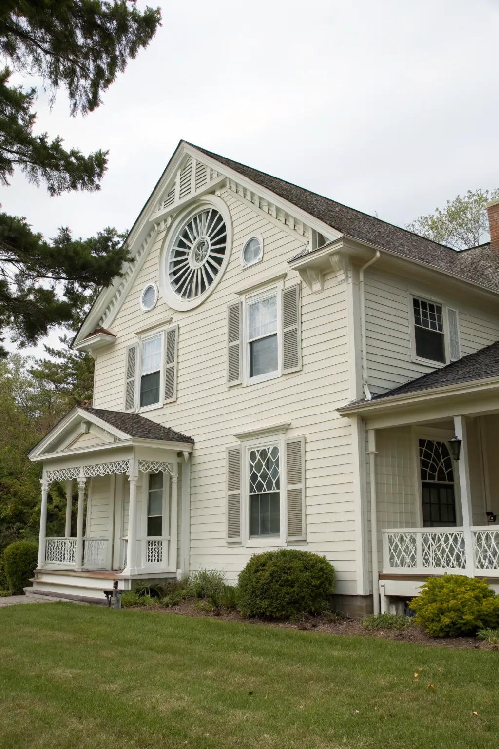 This gable vent subtly complements the home’s detailed architecture.