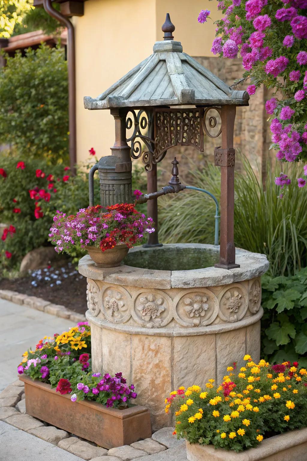 Transform your garden with a charming wishing well.