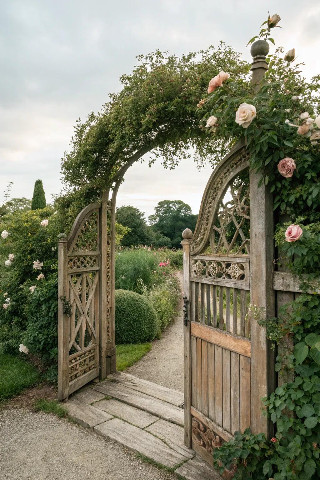 An elegant arched gate for a sophisticated garden look.