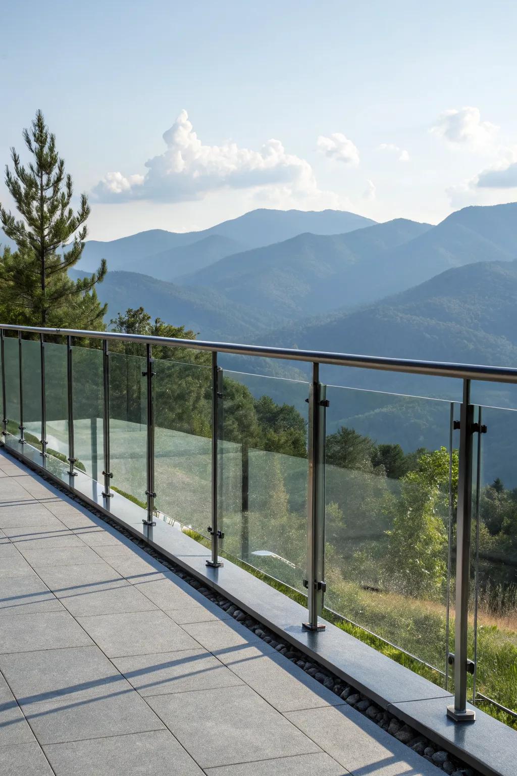 Glass panels offer elegance and clear views from your deck.