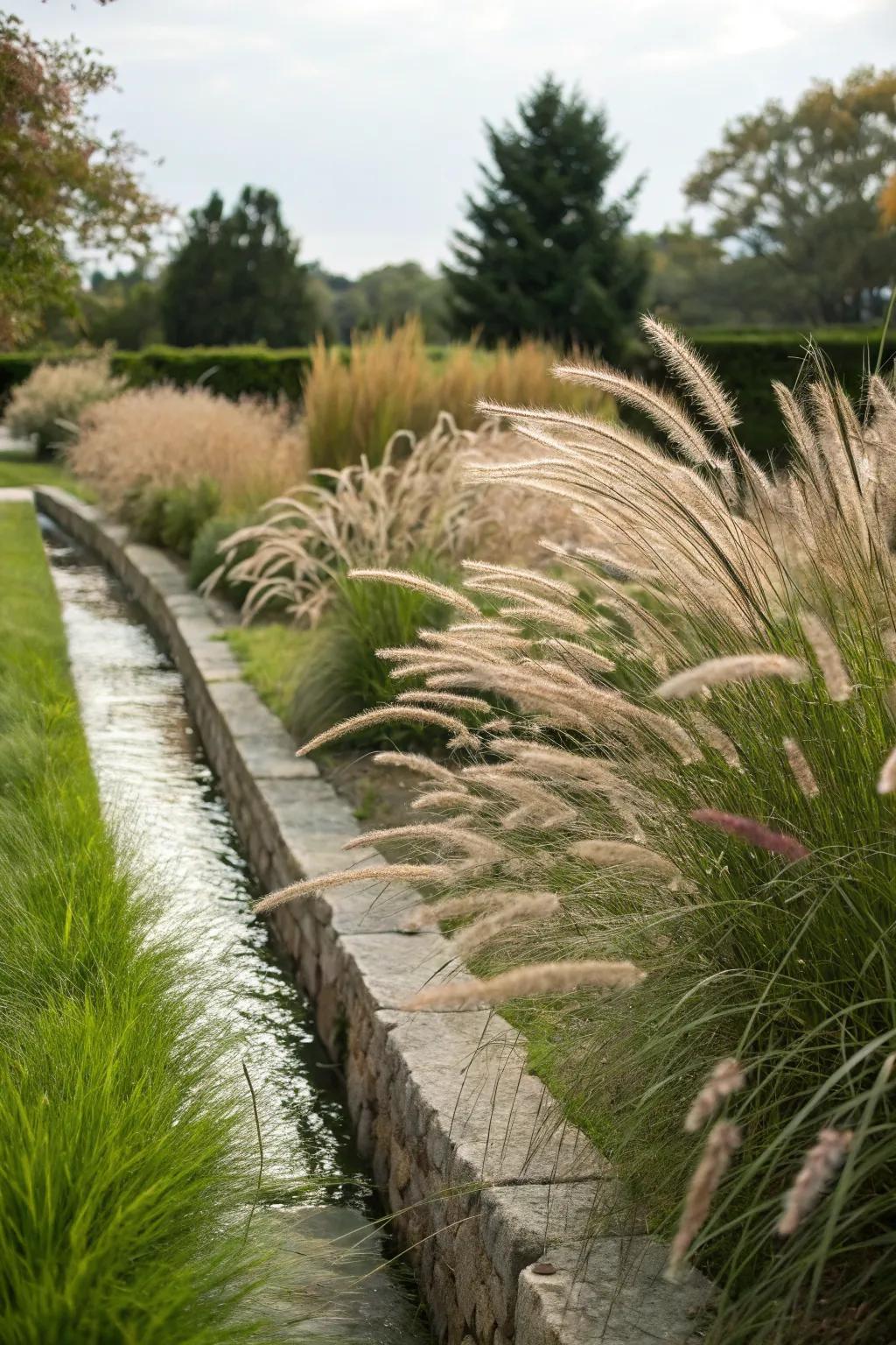 Ornamental grasses add elegance and texture to the landscape.