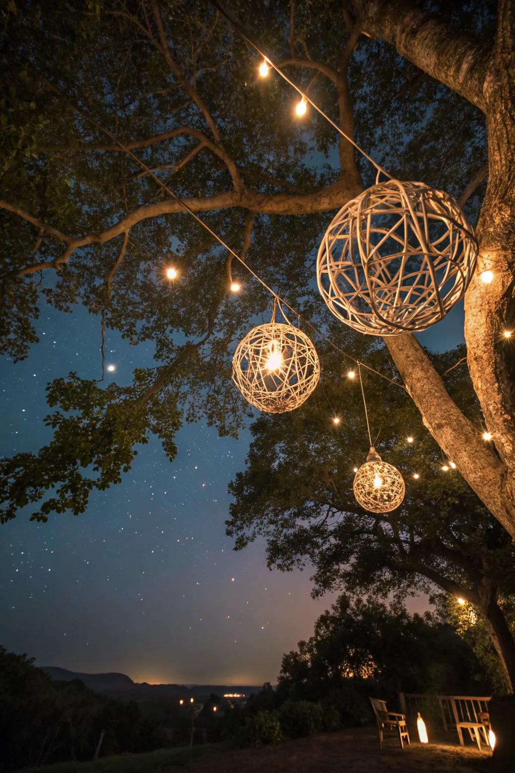 Whimsical orbs add a magical charm to any outdoor space.