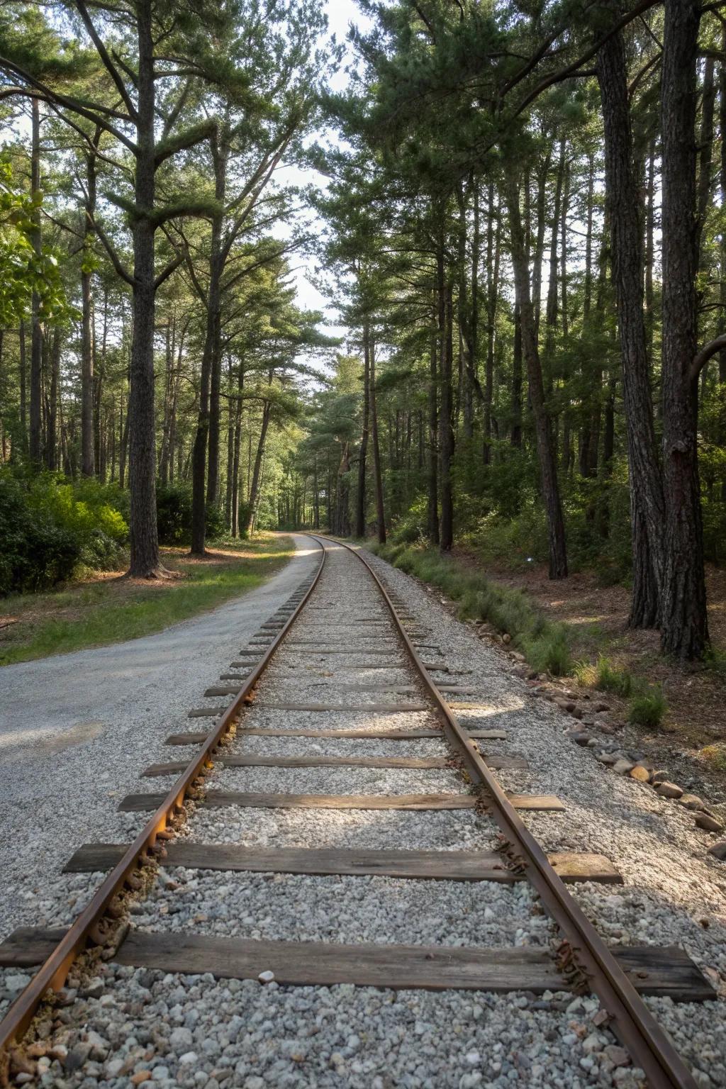 Wooden railroad ties offer a rustic charm to your driveway edges.