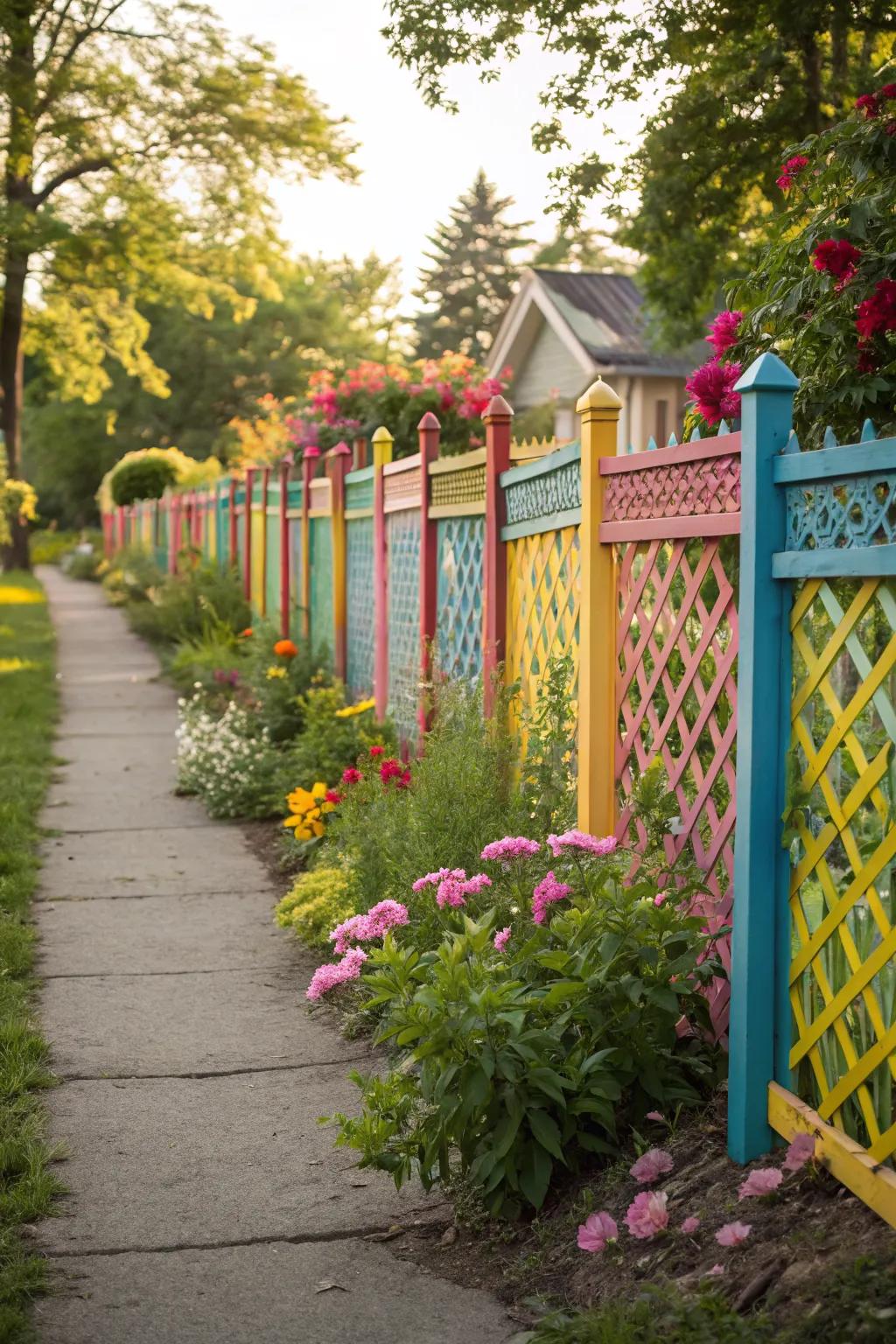 Brighten your garden with a colorful painted lattice.